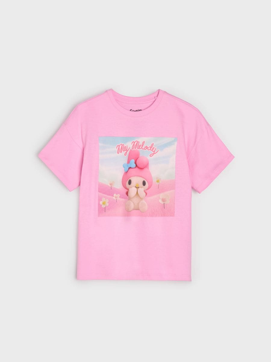 Βαμβακερό μπλουζάκι με στάμπα My Melody - ροζ - SINSAY