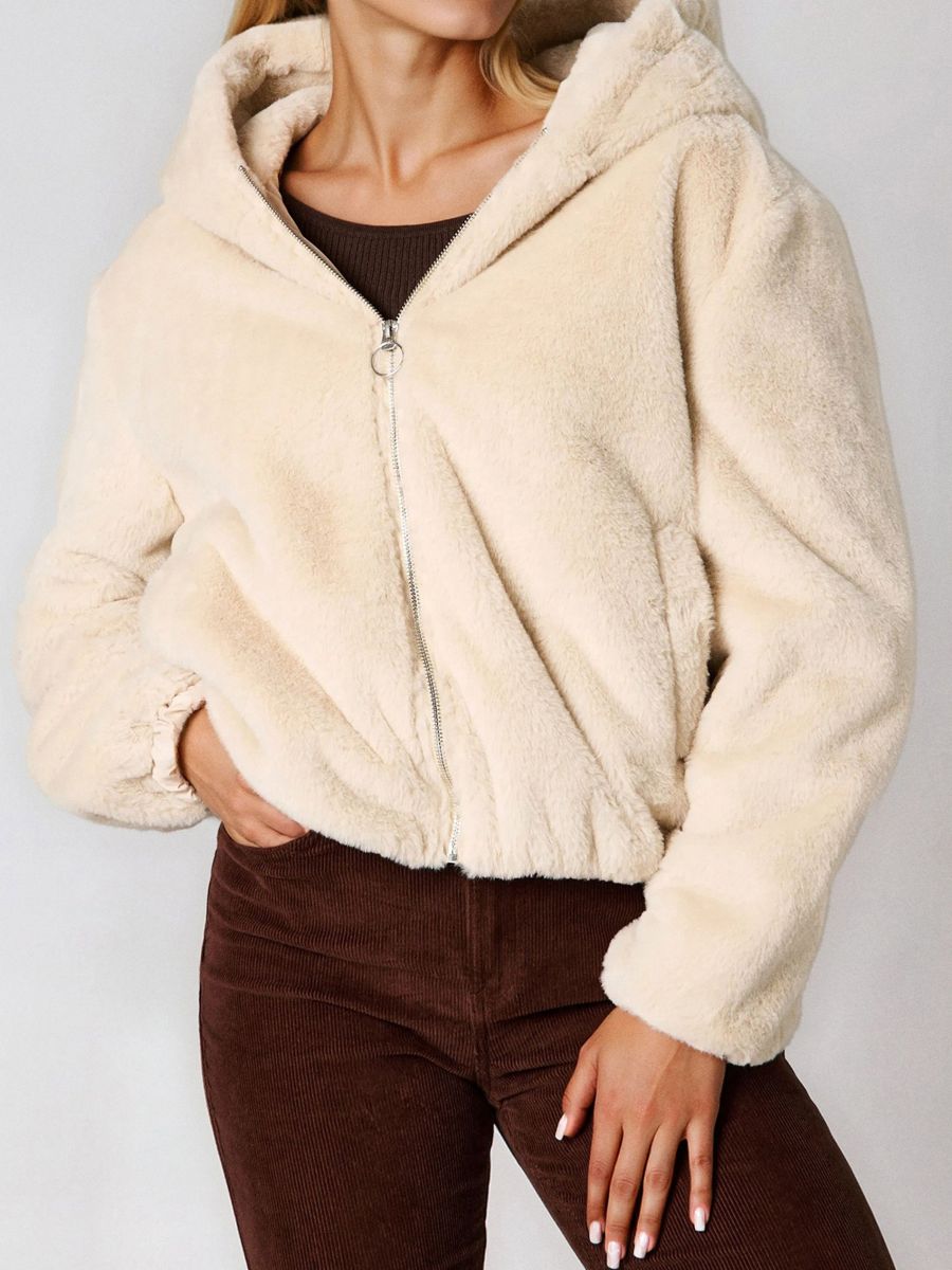 Rozepínací bunda s kapucí - béžová - SINSAY