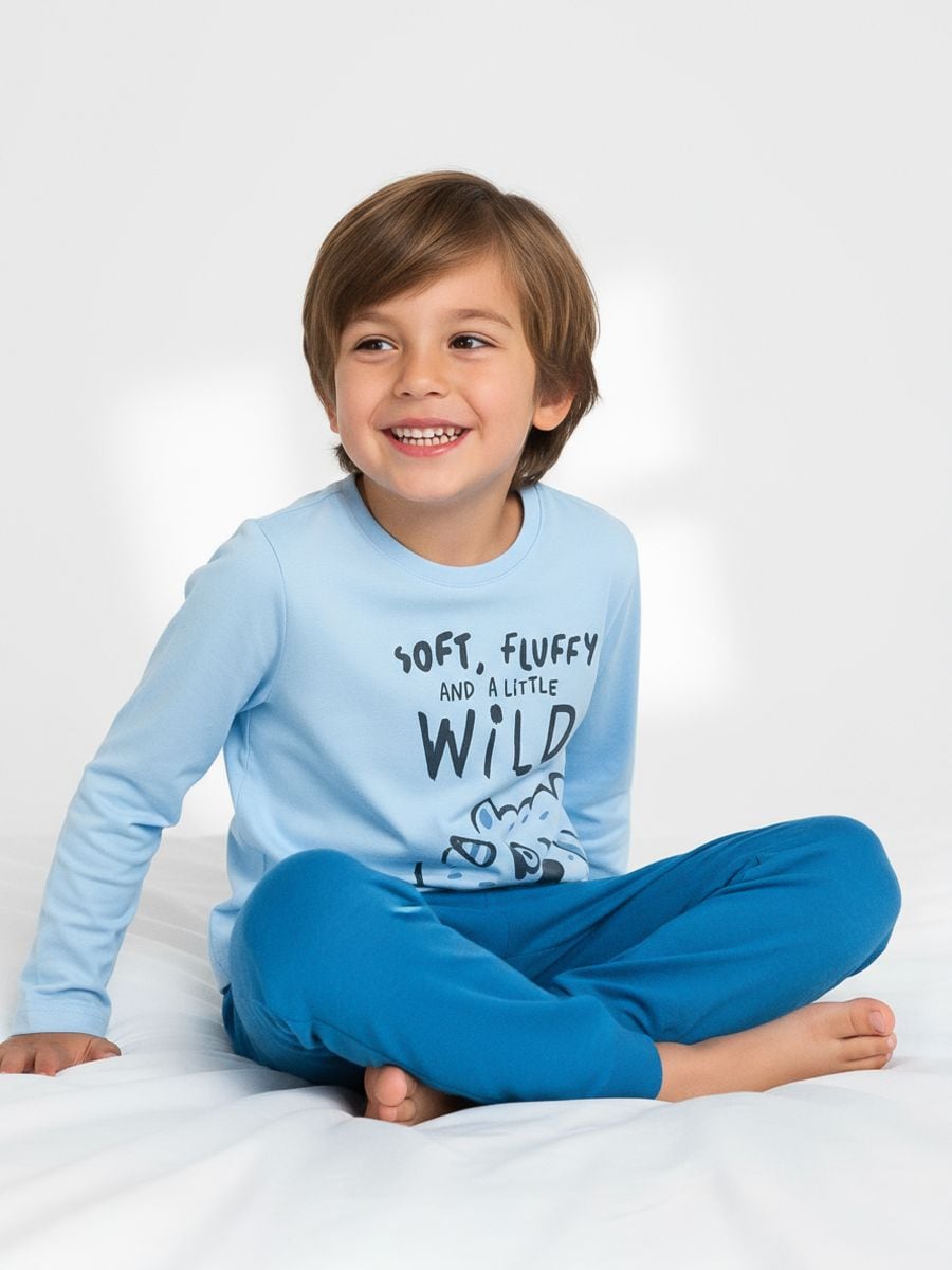 Dvodelna pižama s črtami - bledo modra - SINSAY