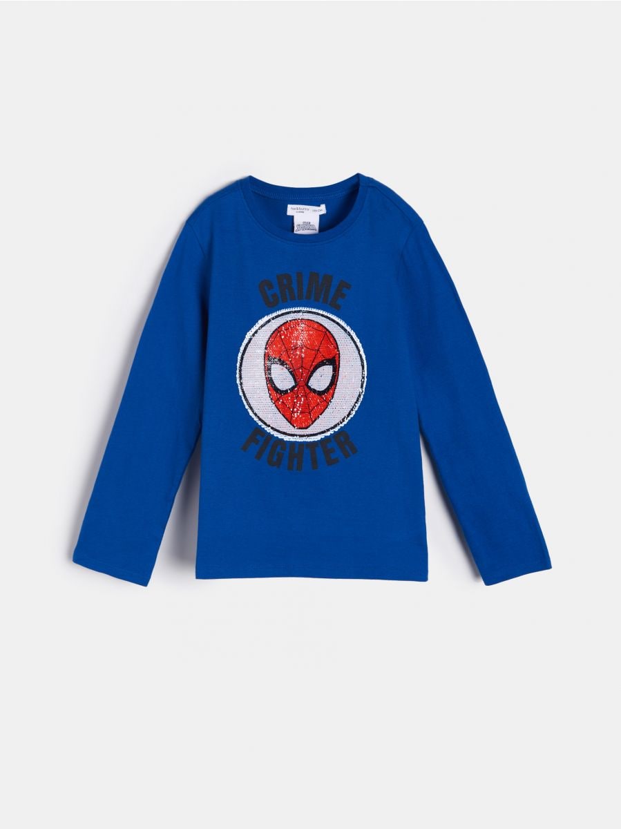 Spider-Man long sleeve T-shirt with reversible sequins - indigo - SINSAY