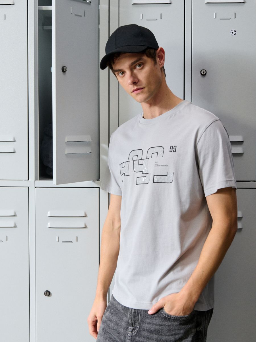 Tricou cu imprimeu - gri deschis - SINSAY