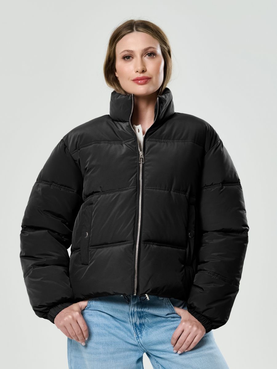 Puffer bunda s izolací - černá - SINSAY
