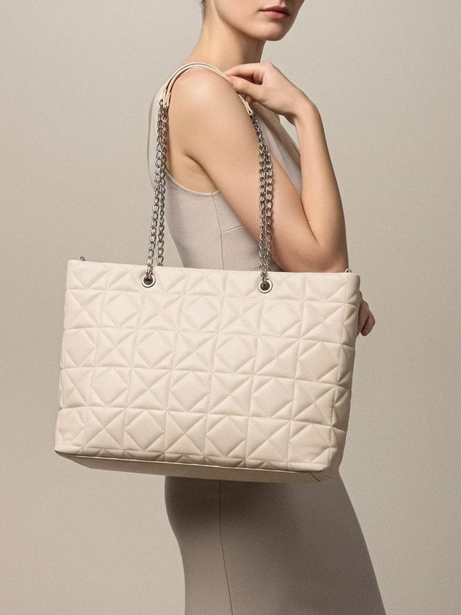 Prešita shopper torba - nude - SINSAY