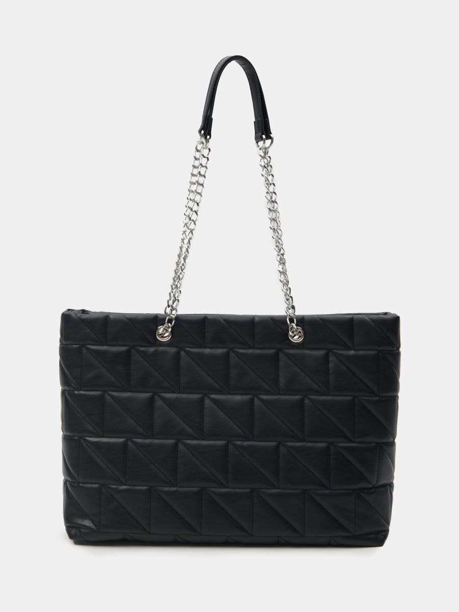 Prošívaná kabelka shopper - černá - SINSAY