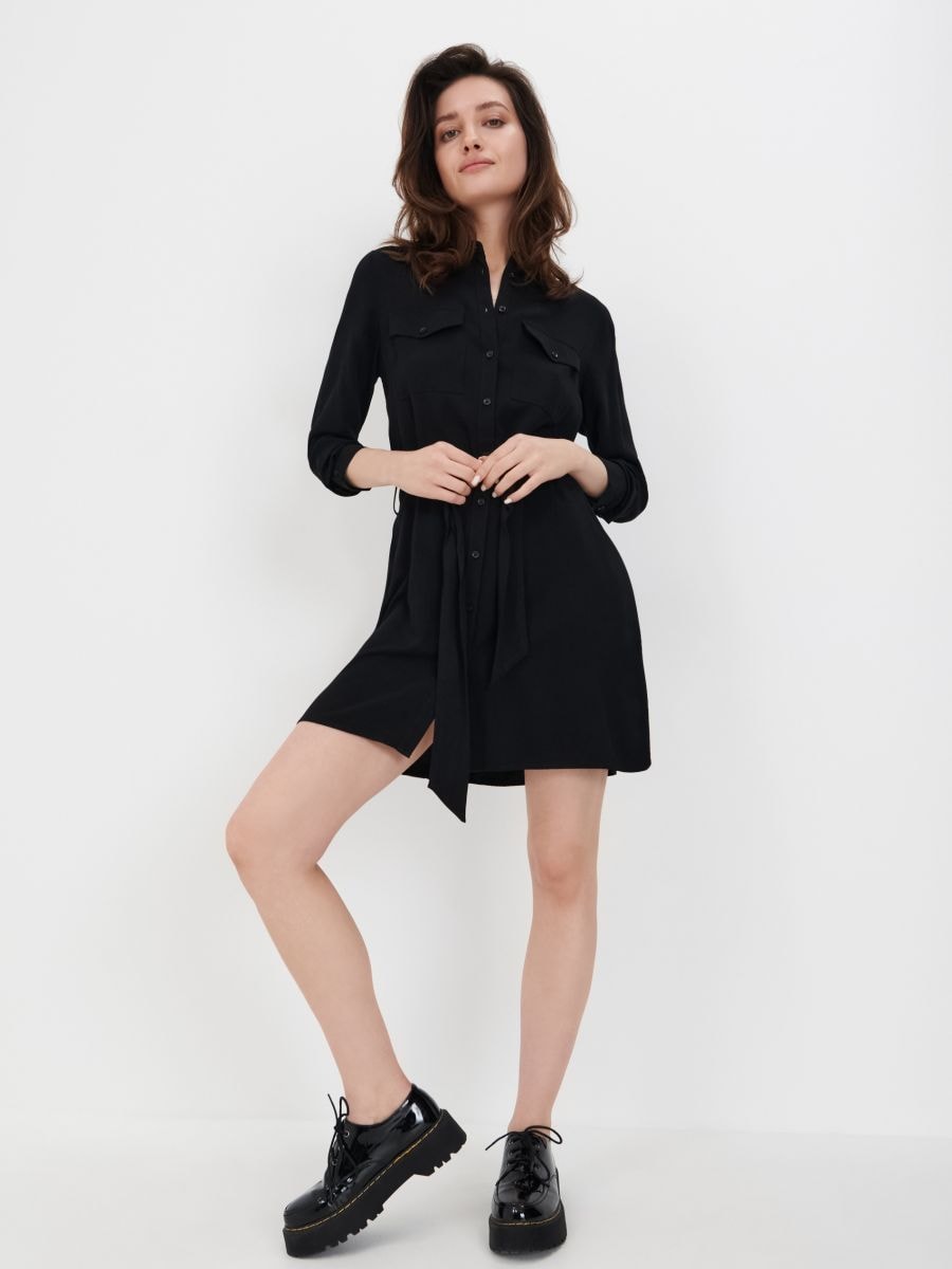 Mini shirt dress - black - SINSAY