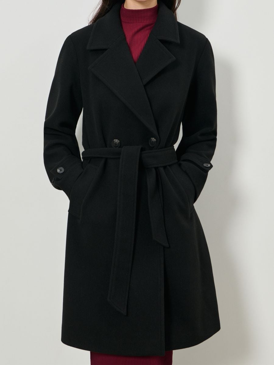 Kaput sa pojasom - crno - SINSAY