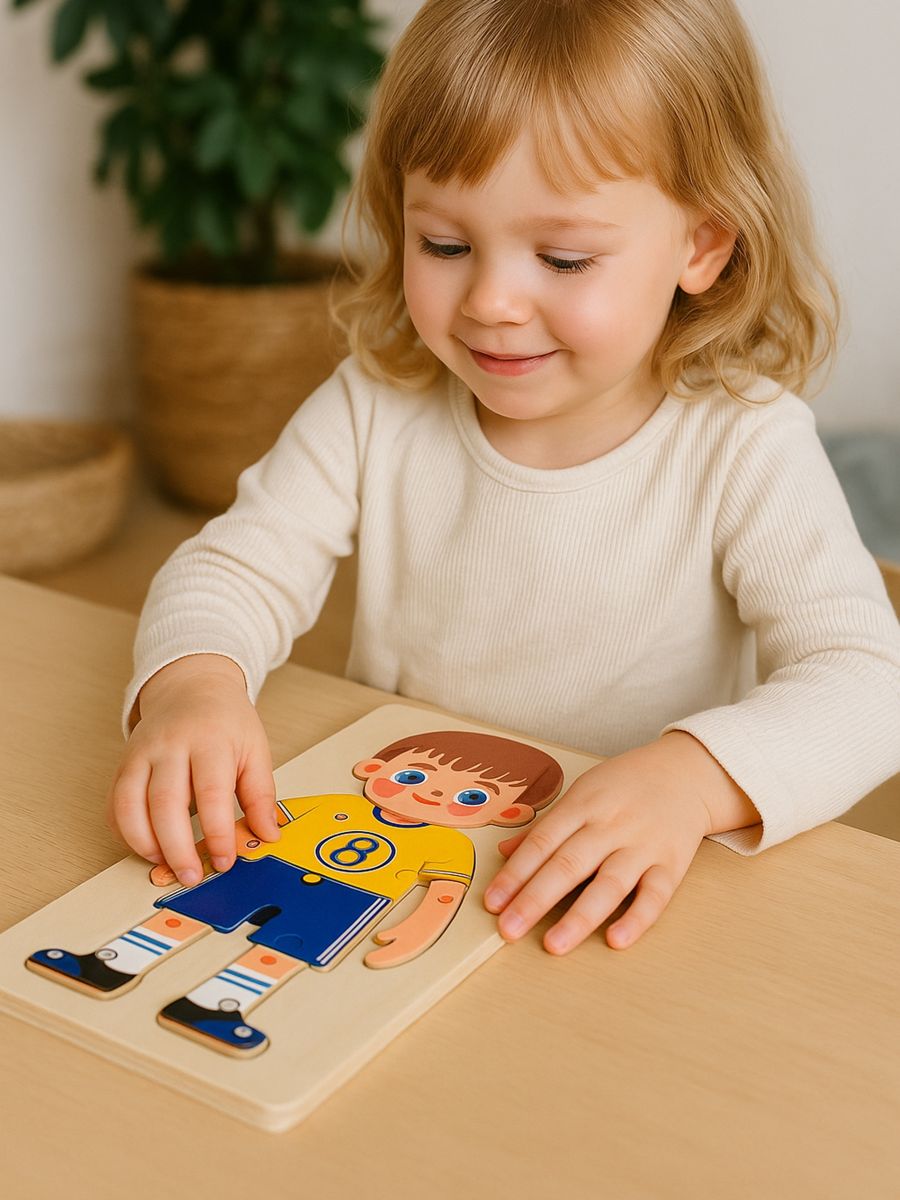 Drewniane puzzle na podkładce - wielobarwny - SINSAY