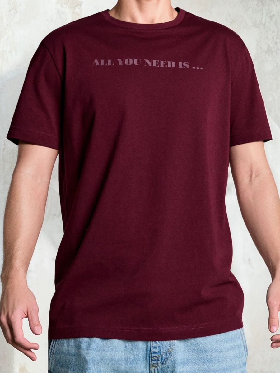 T-shirt in cotone con scritta - bordeaux - SINSAY