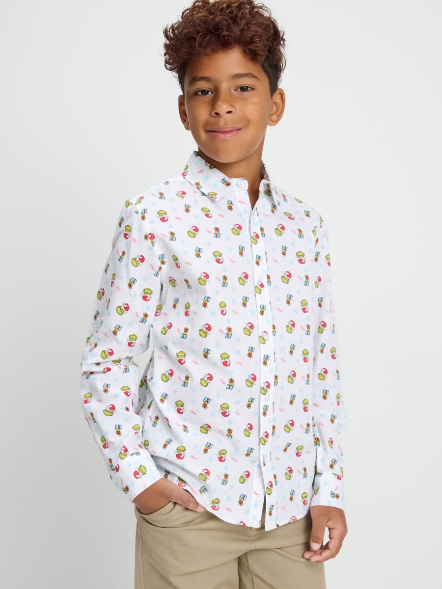 Bawełniana koszula Grinch - biały - SINSAY