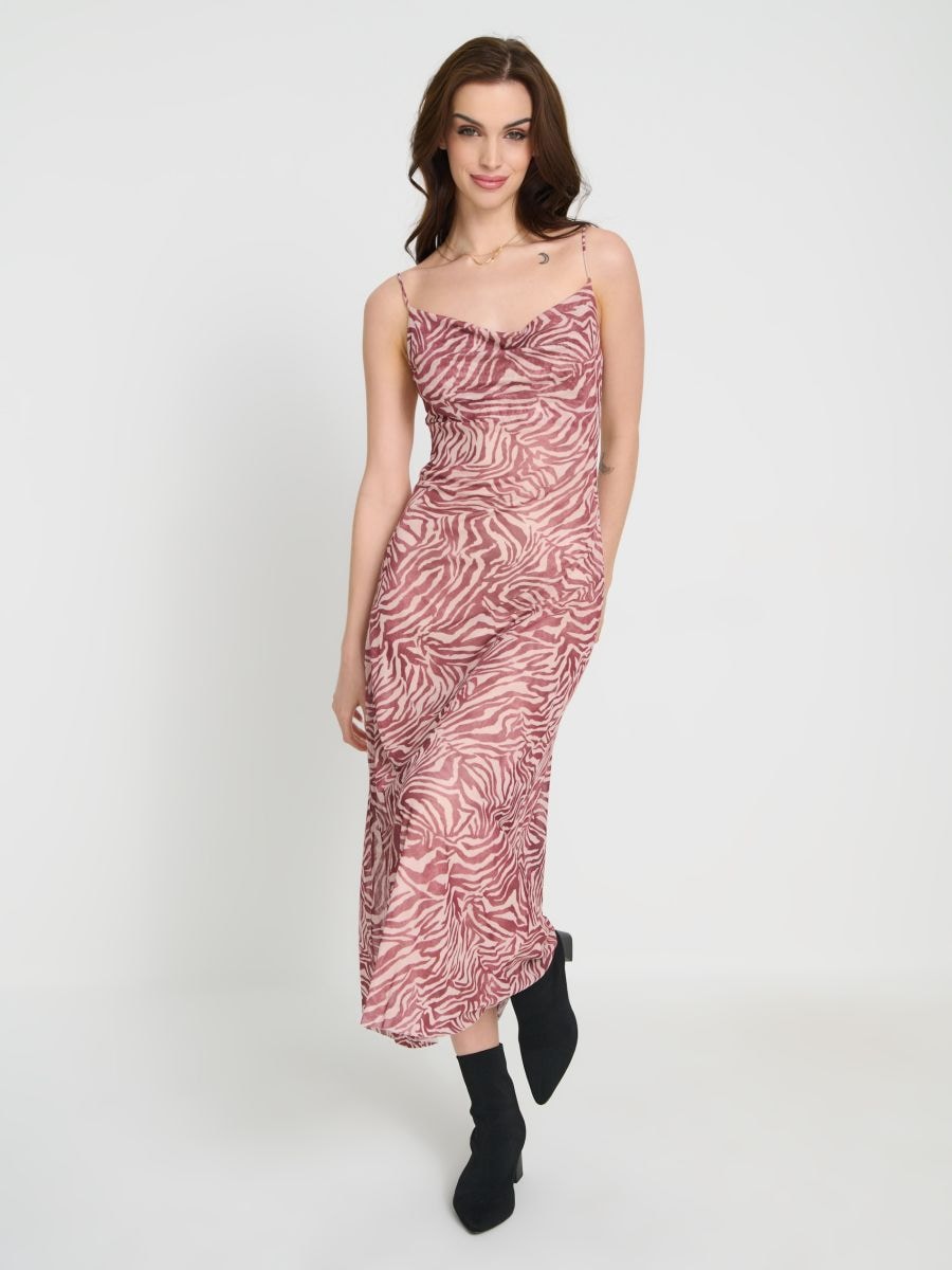 Abito midi con spalline e stampa zebrata - multicolor - SINSAY