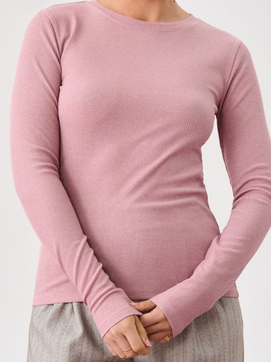 Rebrasta bluza - ruža - SINSAY