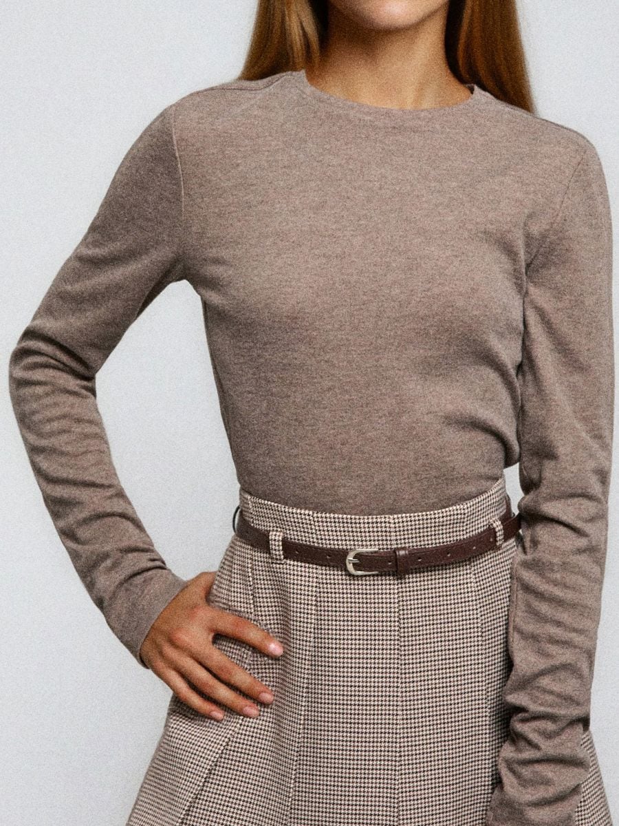 Bluzka z długimi rękawami - brązowy - SINSAY