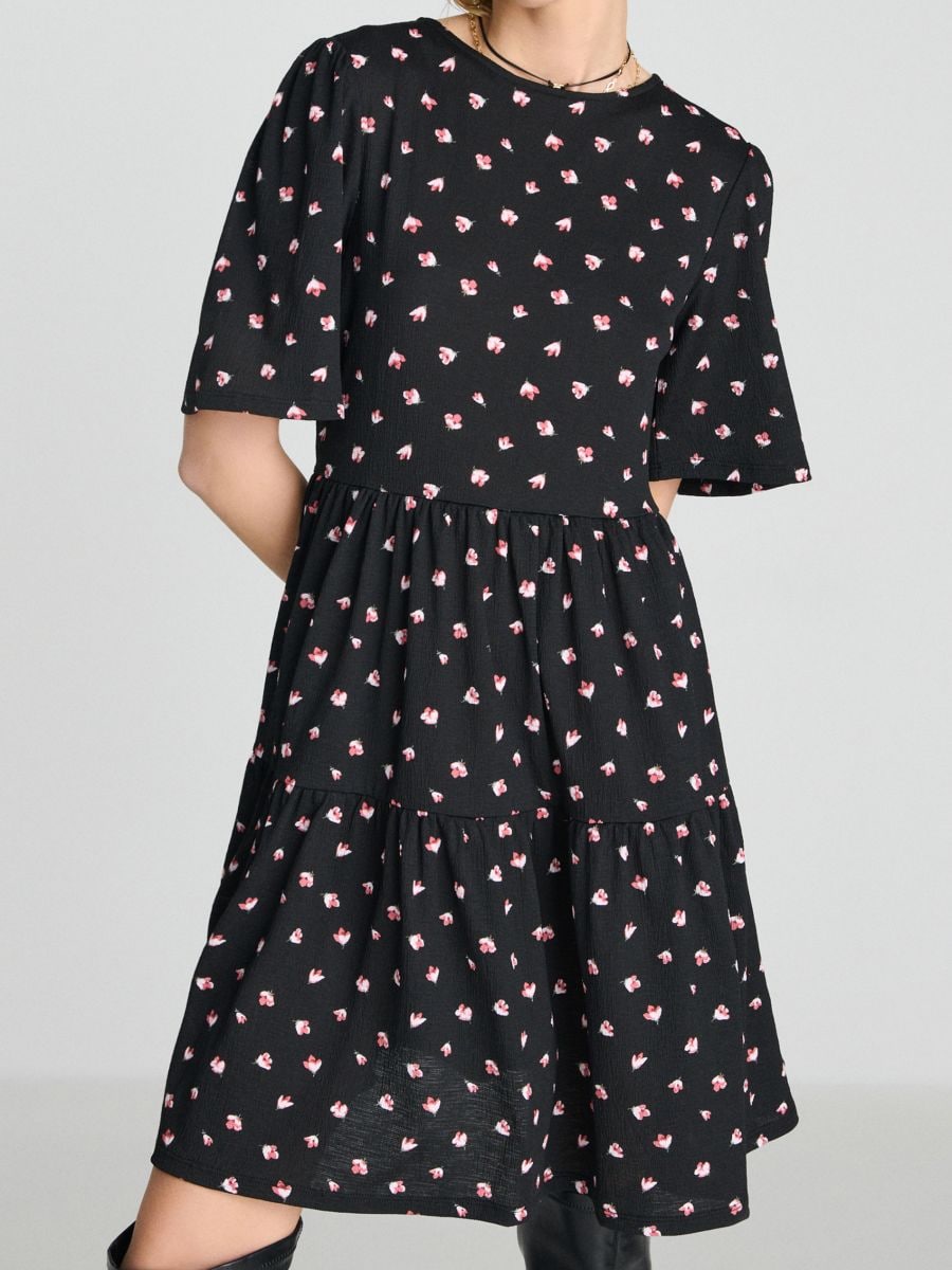 Rochie mini cu model - negru - SINSAY