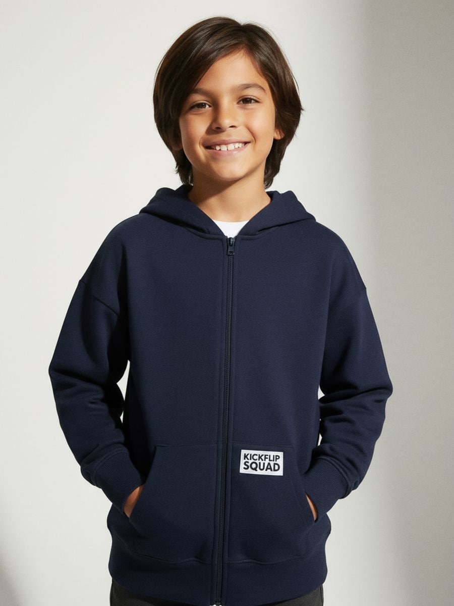 Mikina na zip s kapucí - námořnická modrá - SINSAY