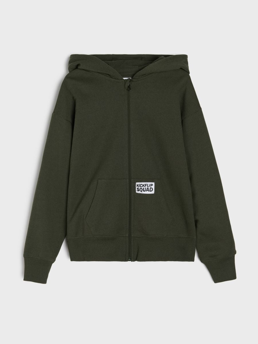 Rozpinana bluza z kapturem - khaki - SINSAY