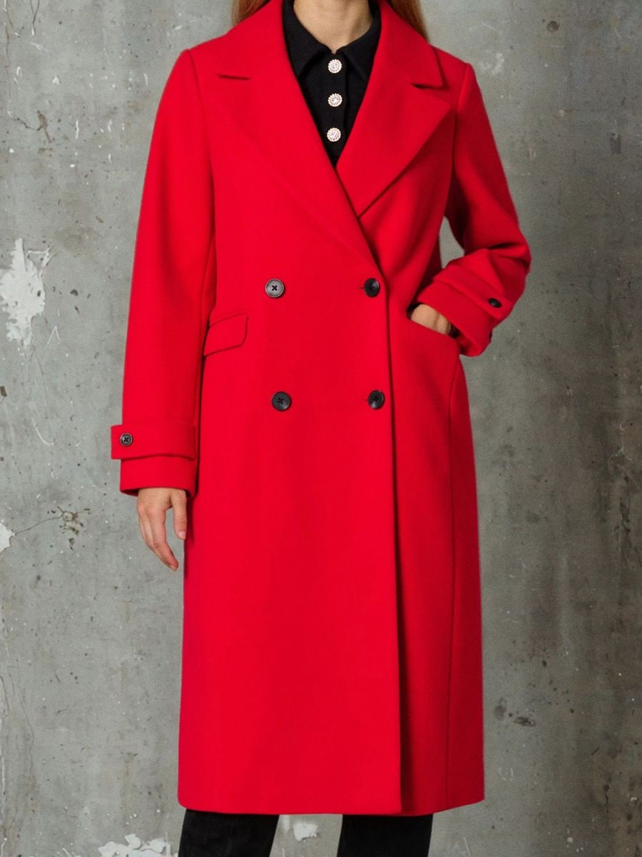 Klassikalise lõikega kahe nööbireaga mantel - punane - SINSAY