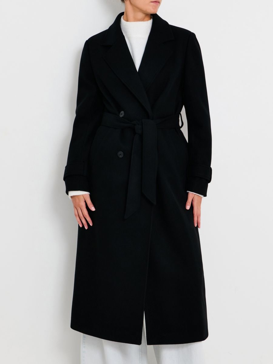 Dvouřadý kabát - černá - SINSAY