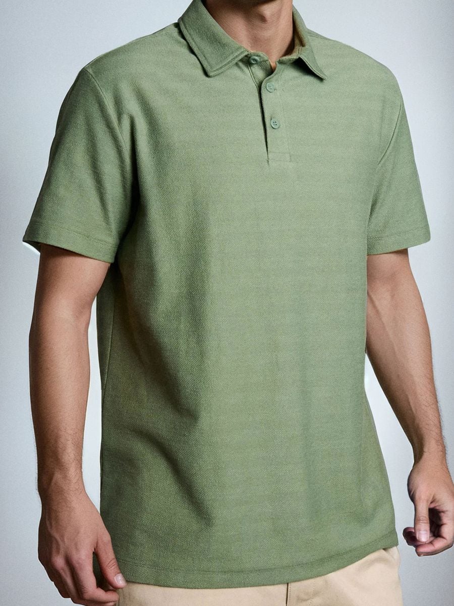 Bombažna polo majica - svetlo zelena - SINSAY