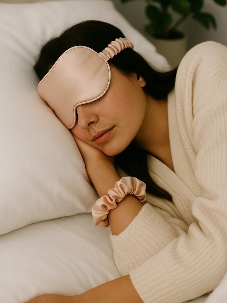 Набір: маска для очей і резинка для волосся - нюдовий - SINSAY