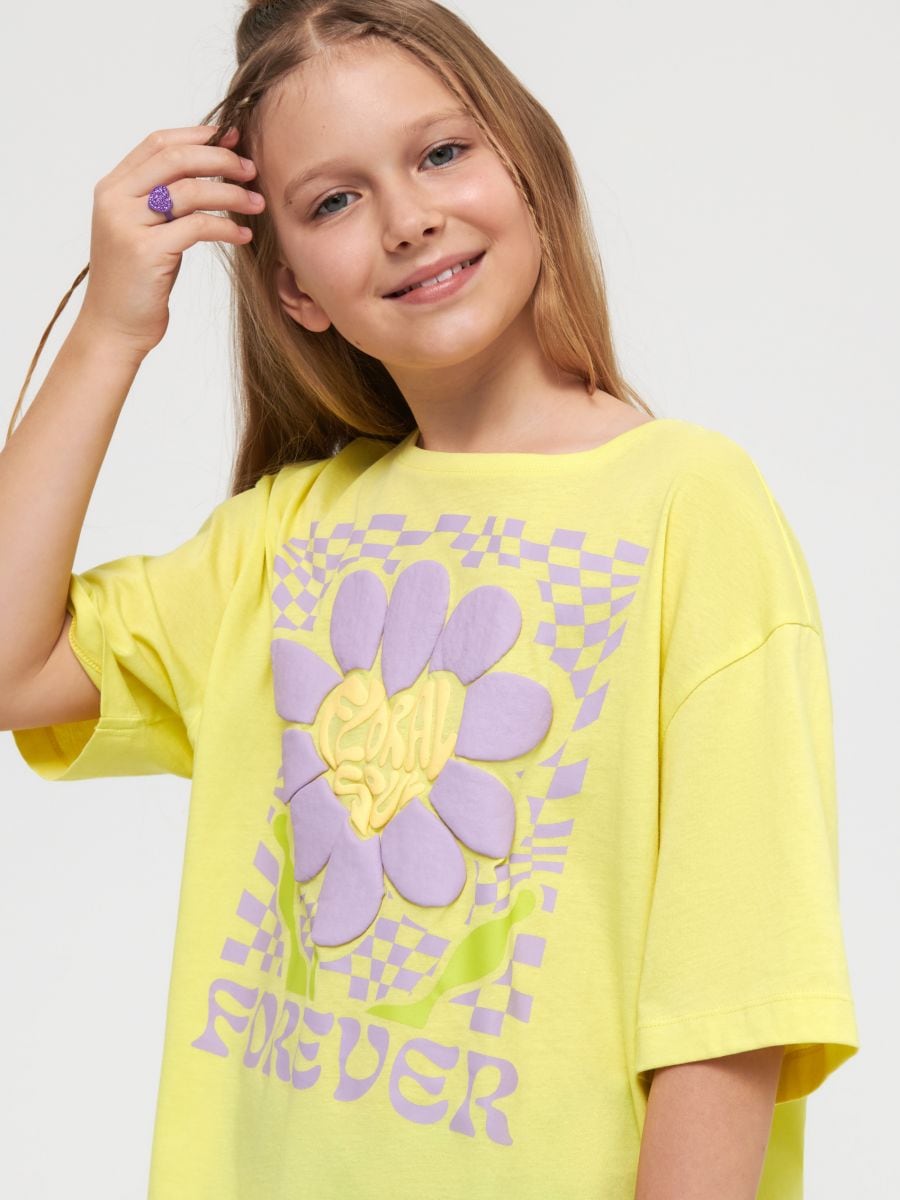 Oversized T-shirt Color yellow green - SINSAY - 6148R-71X