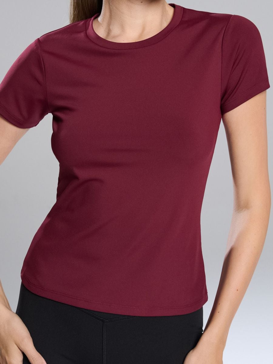Tricou cu mânecă scurtă - bordo - SINSAY