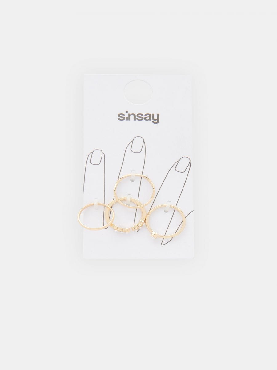Súprava 4 prsteňov - zlatá - SINSAY