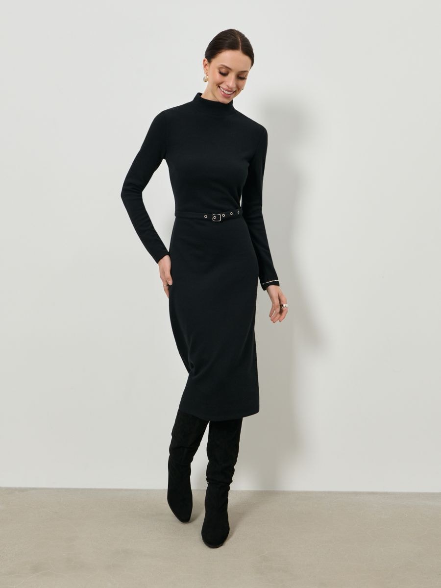 Сукня міді - чорний - SINSAY