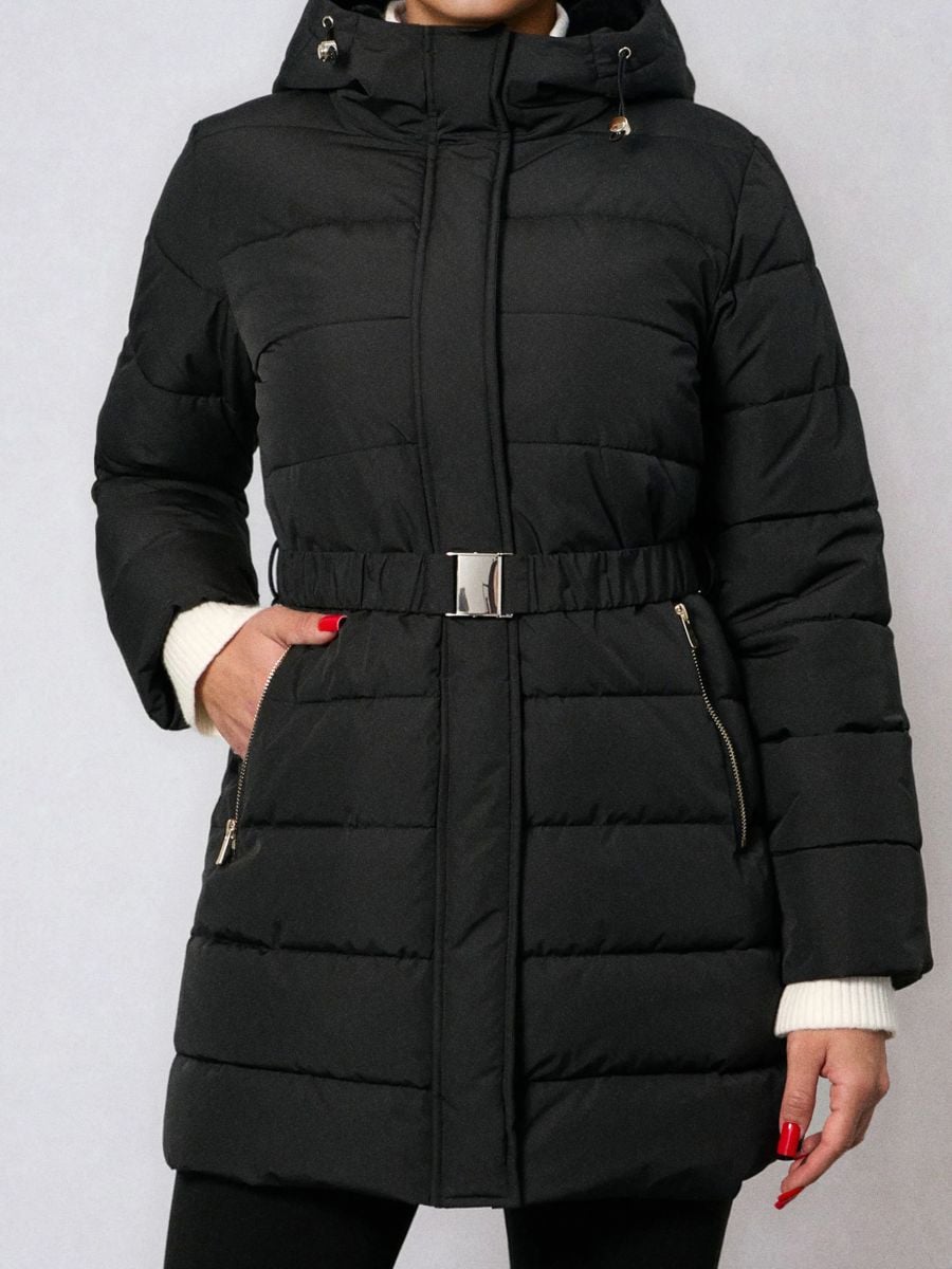 Postavljeni kaput sa kapuljačom - crno - SINSAY