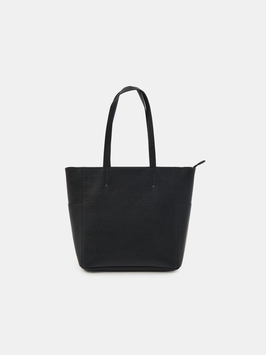 Kabelka shopper z imitace kůže - černá - SINSAY