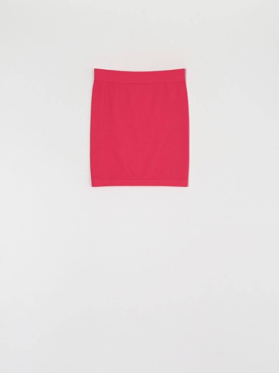 Mini φούστα με ύφανση ριμπ - εντονο ροζ - SINSAY