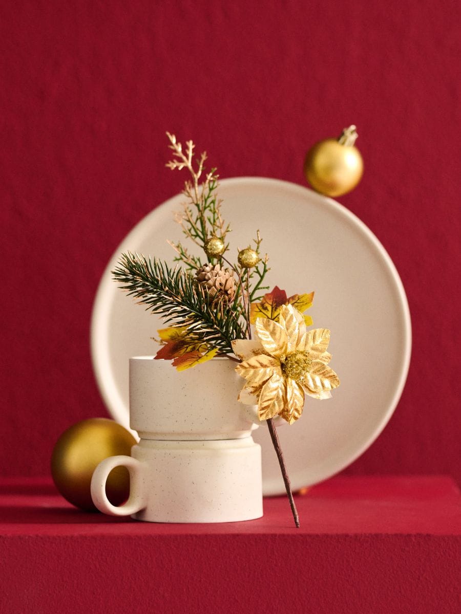 Χριστουγεννιάτικο διακοσμητικό φυτό - Άστρο της Βηθλεέμ 2 pack - χρυσο - SINSAY