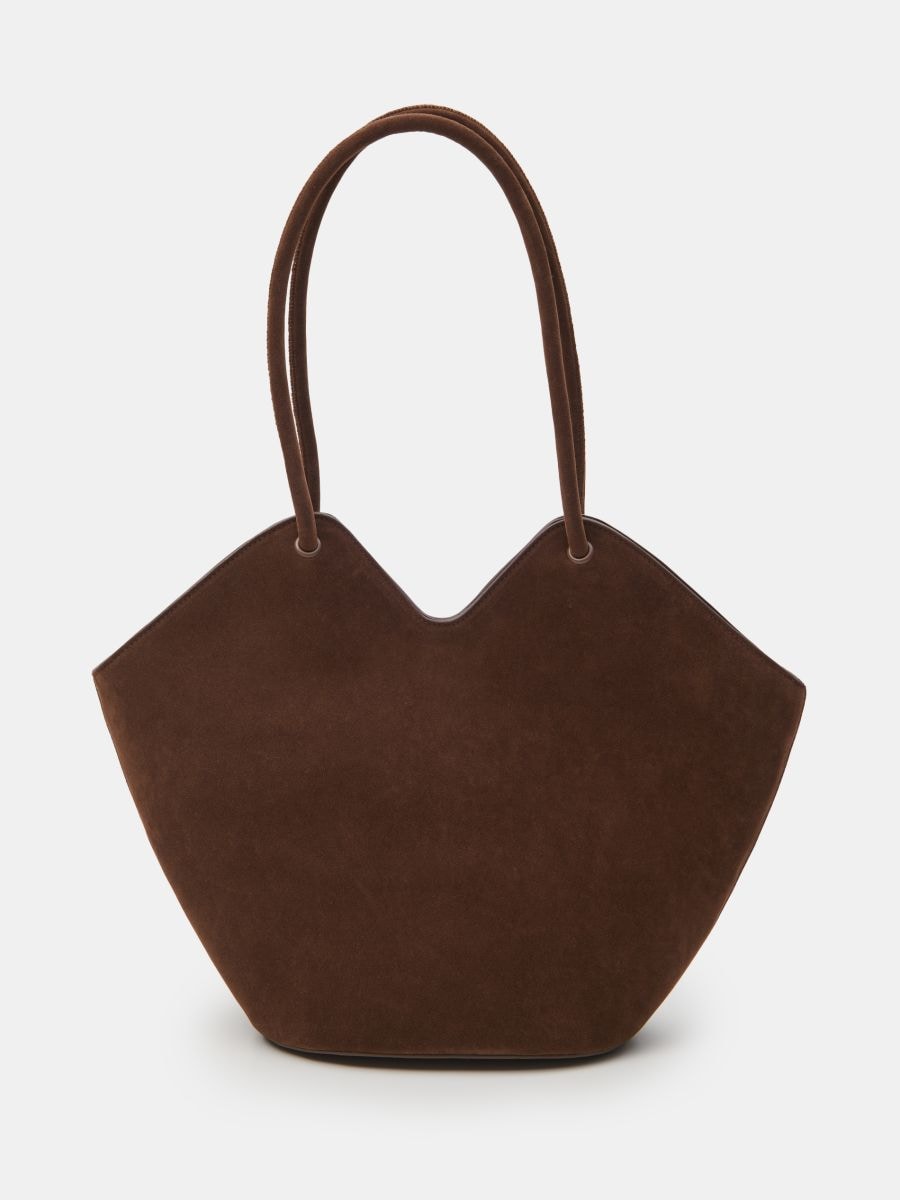 Torebka shopper z imitacji zamszu - brązowy - SINSAY