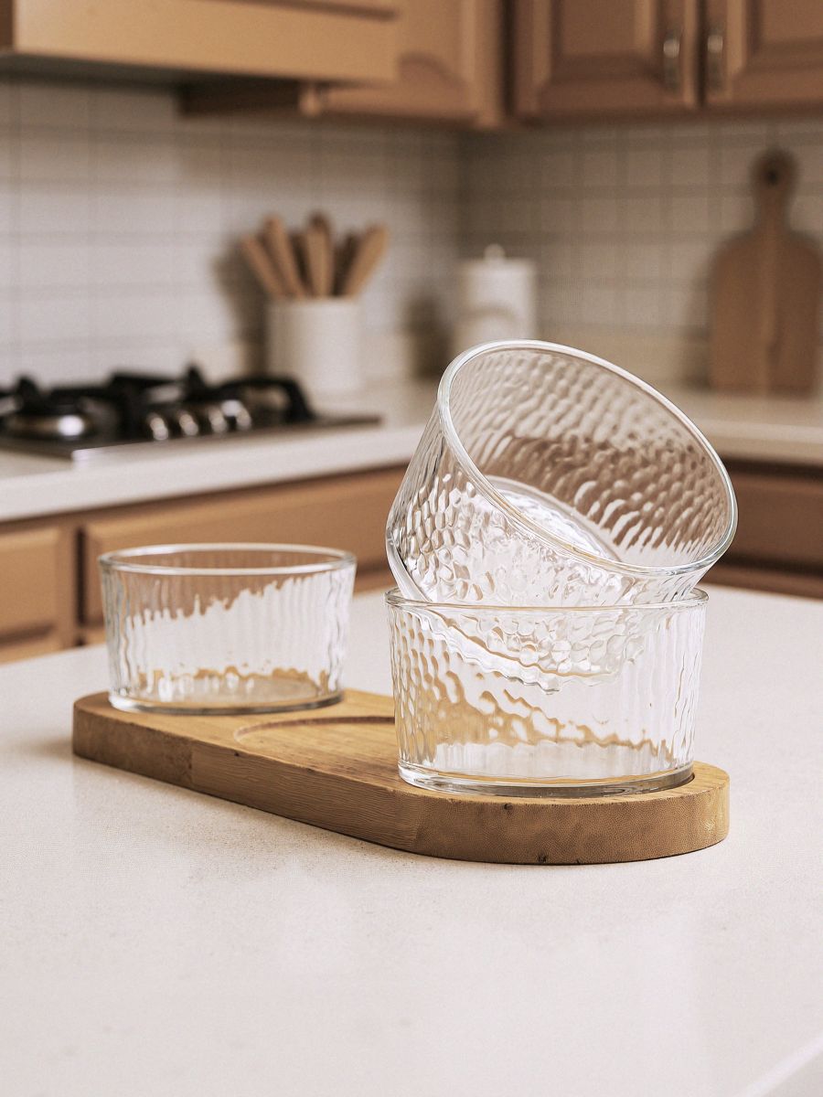 Serviravimo padėklas su trimis dubenėliais - balta - SINSAY