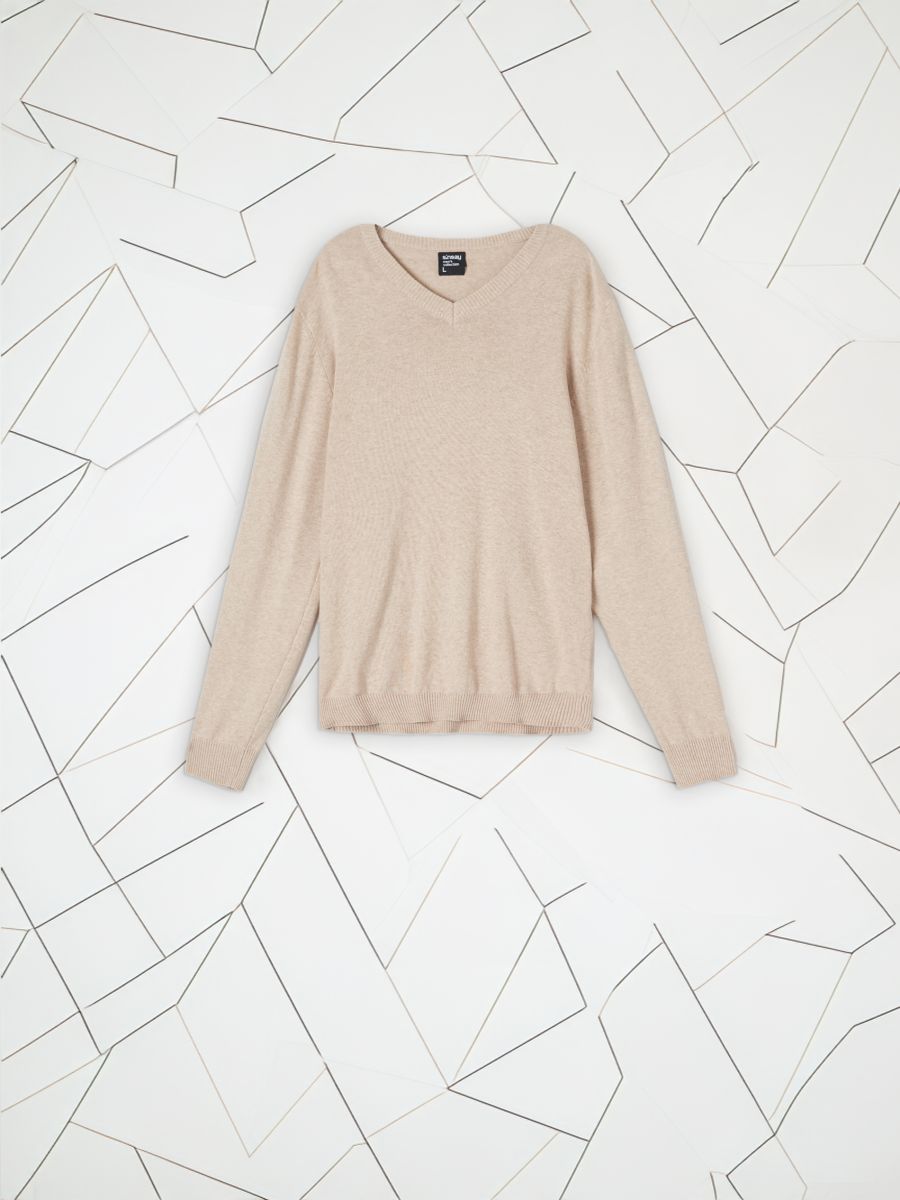 Bawełniany sweter - kremowy - SINSAY