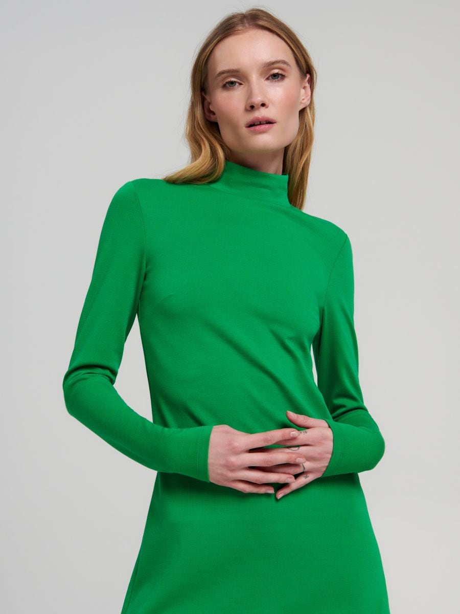Sukienka mini ze stójką - zielony - SINSAY