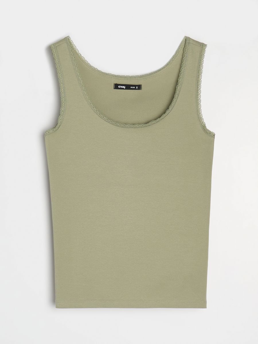 Top in cotone - verde - SINSAY