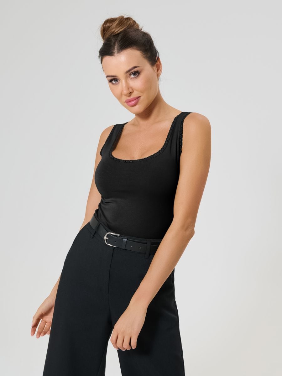 Top in cotone - nero - SINSAY