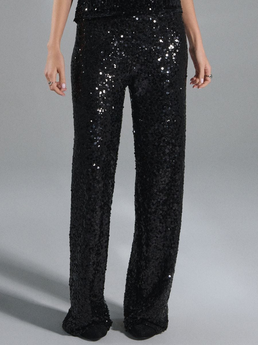 Wide leg pantalone - crno - SINSAY