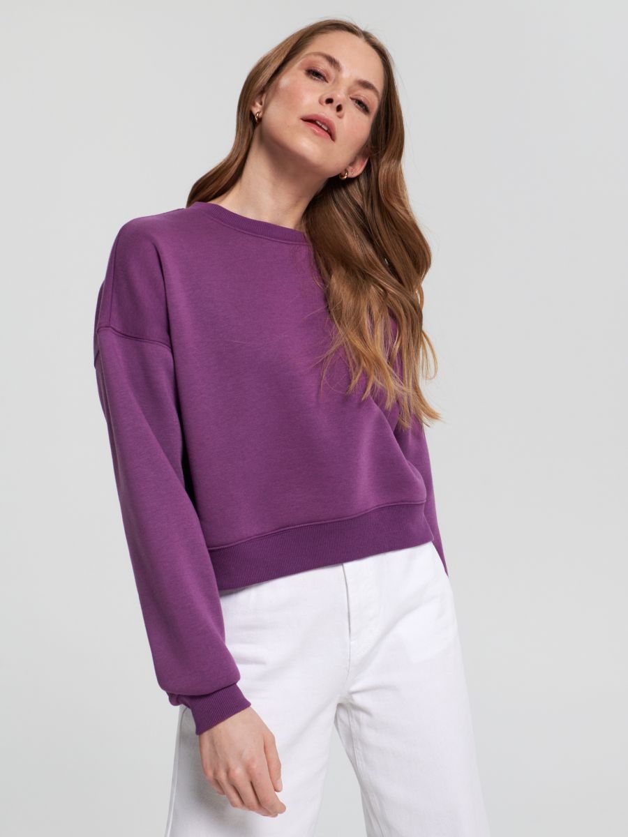 Schlichtes Sweatshirt - Violett - SINSAY