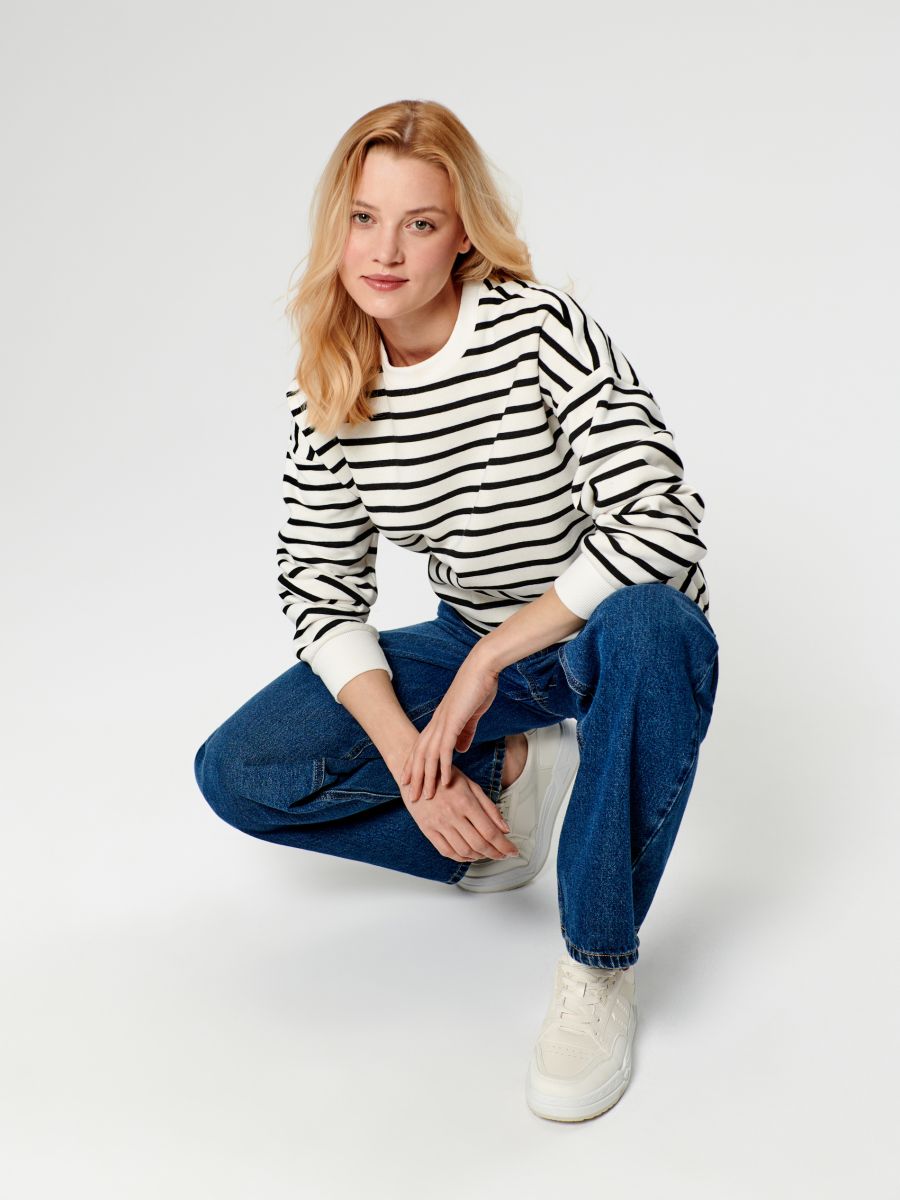 Stripe sweatshirt - cream - SINSAY