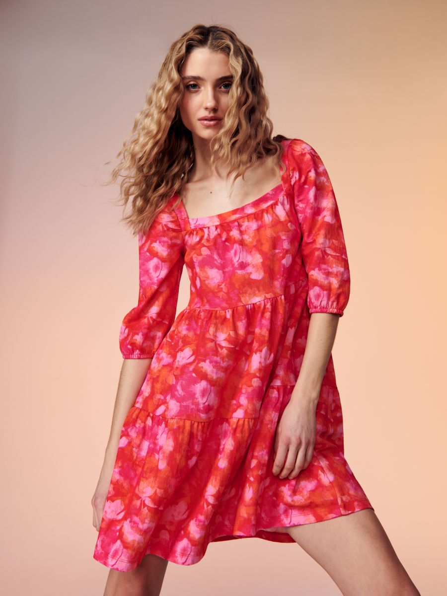 Sukienka mini w kwiaty - wielobarwny - SINSAY