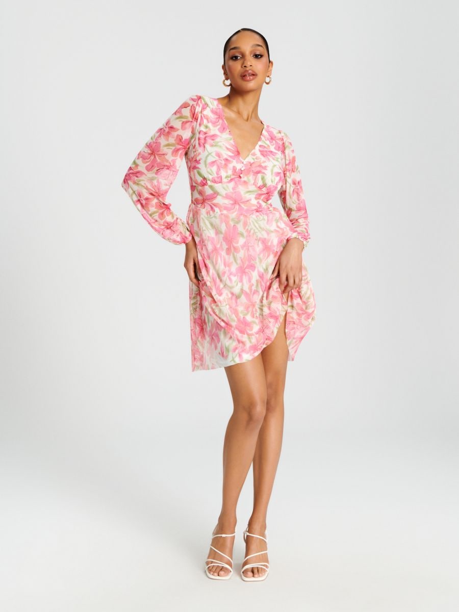 Mini obleka s cvetličnim vzorcem - večbarvna - SINSAY