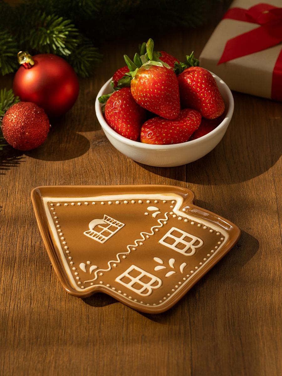 Tanjir sa božićnim motivom - zlatno braon - SINSAY