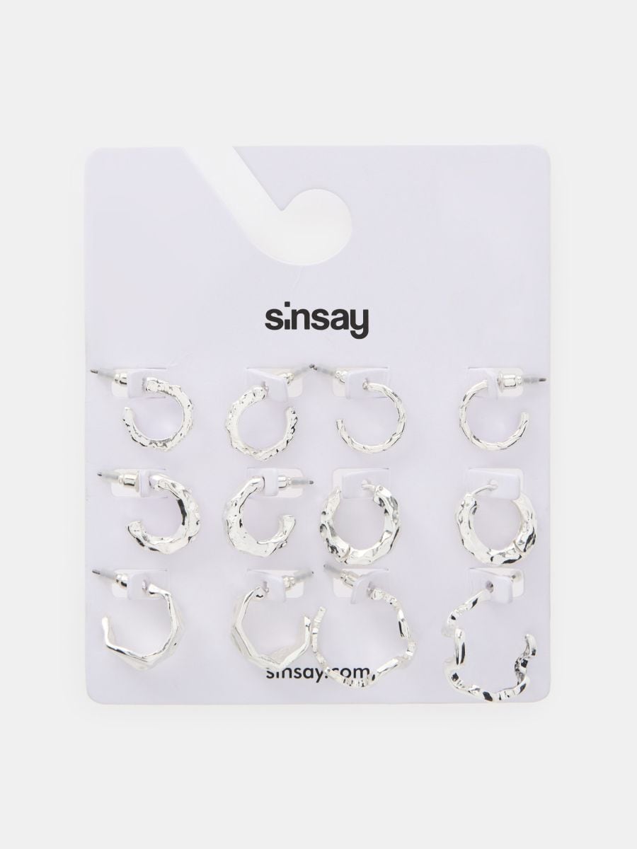 Sada 6 párů náušnic - sříbrná - SINSAY