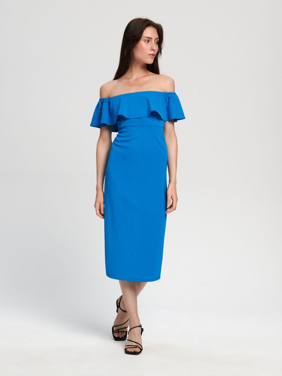 Kleid mit Offenen Schultern - Blau - SINSAY