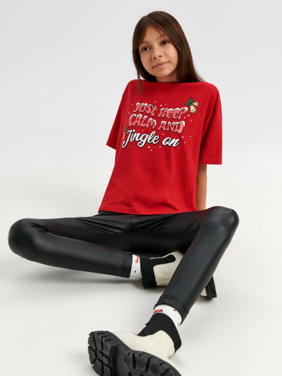 T-shirt With Print SINSAY 6446X-33X, OFF Color Red 49