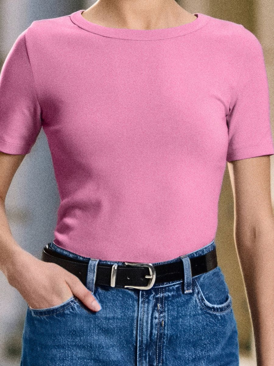 Pamučna basic majica - roze - SINSAY