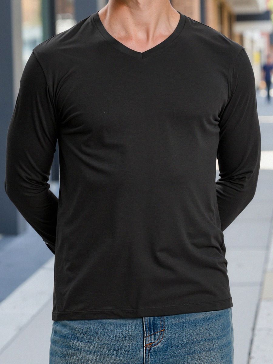 Tricou cu mânecă lungă - negru - SINSAY