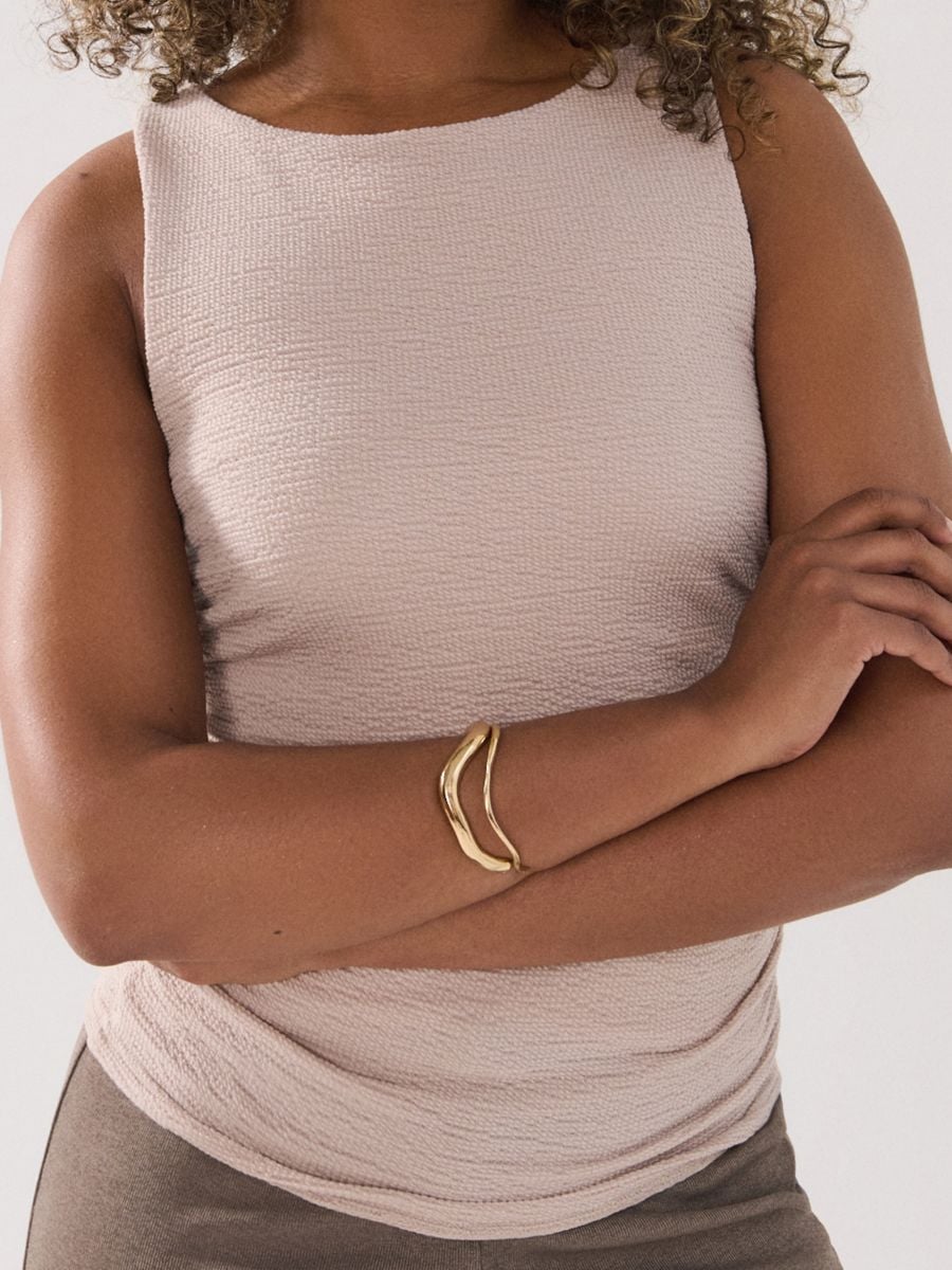 Top mit Raffung - Beige - SINSAY