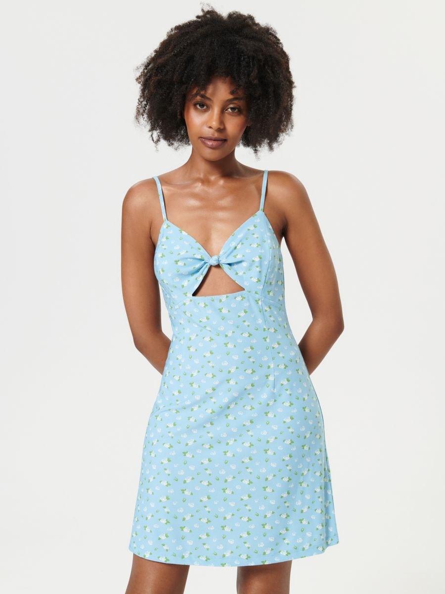 Mini φόρεμα με λεπτές τιράντες - ανοιχτο μπλε - SINSAY